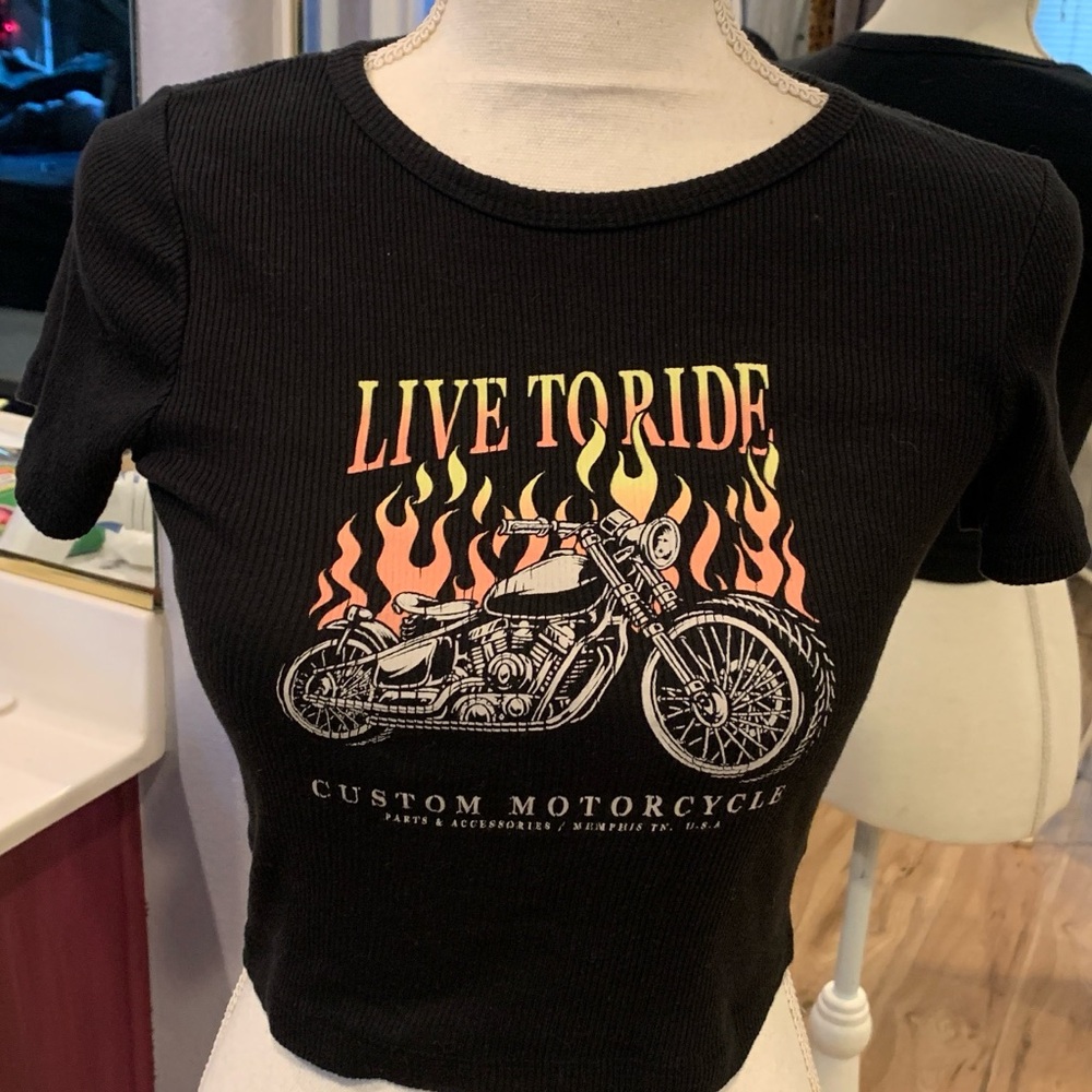 Black 'Live to Ride' Graphic Tee
